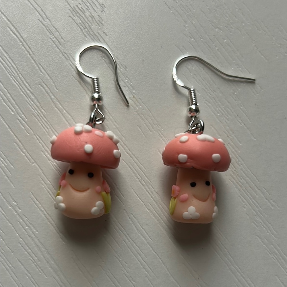 Pink Mushroom Kids Earrings